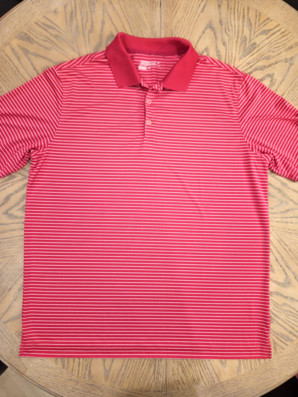 Nike Golf Tour Performance Polo Shirt Magenta White Striped Mens XL Dri-Fit